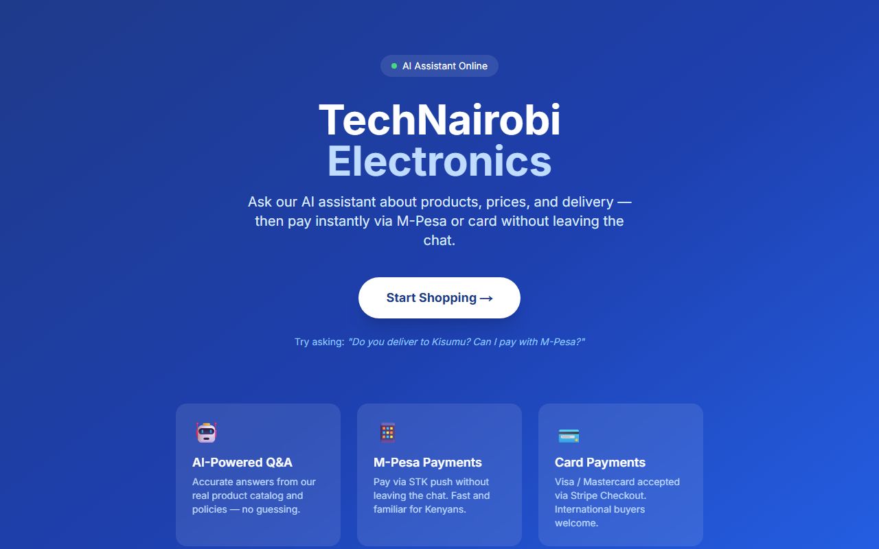PaySense AI shop assistant demo