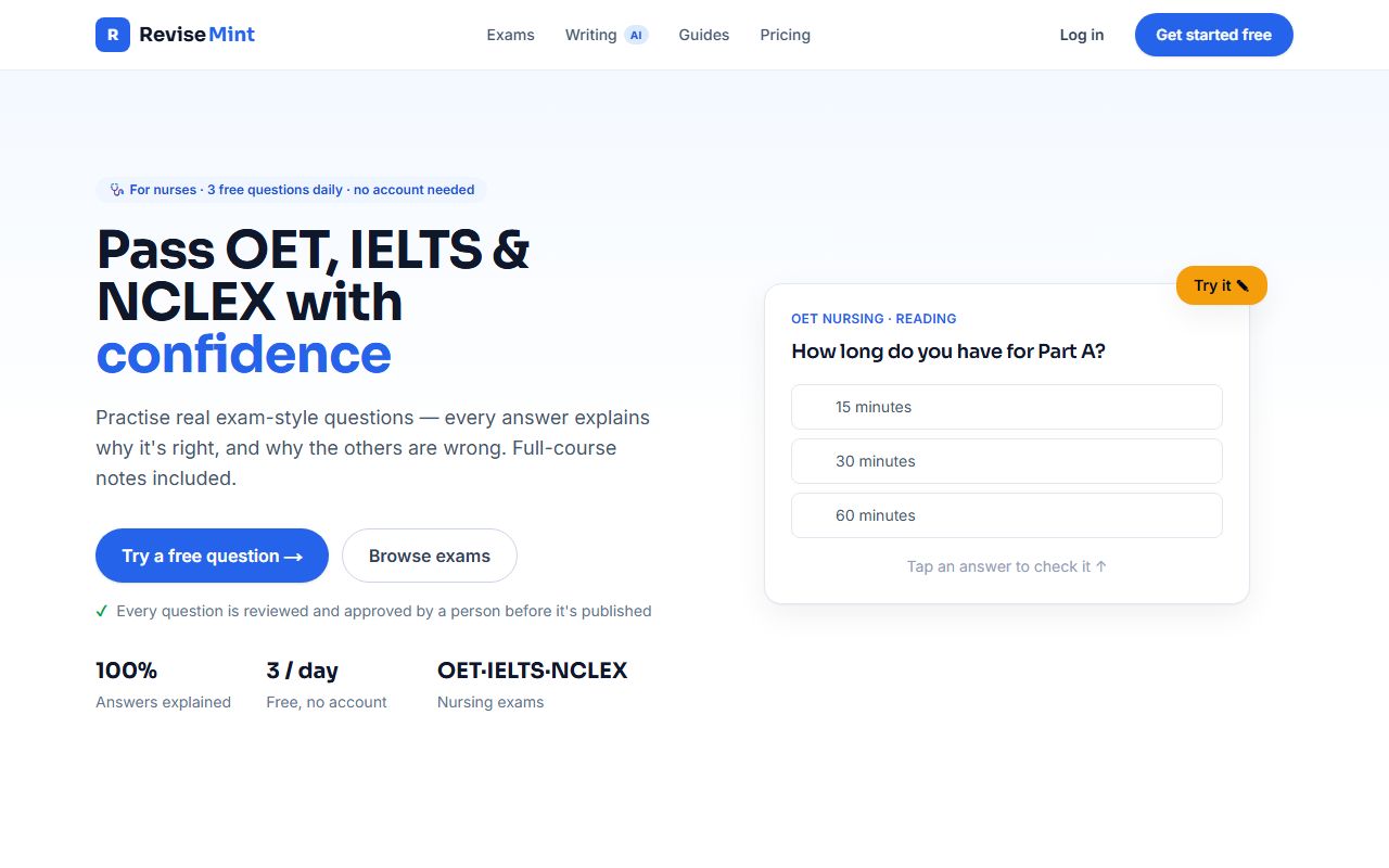 ReviseMint homepage